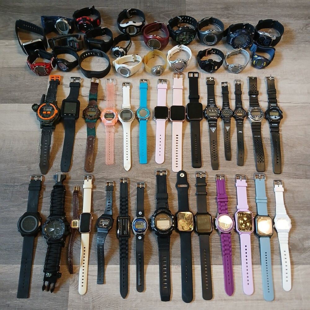 Bulk Lot of 45+ Parts Repair Digital Watches Timex Armitron Roxy Untested - W1